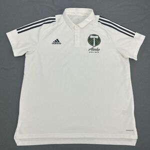 Portland Timber adidas Shirt Men's XL White Short Sleeve Polo Soccer MLS‎
